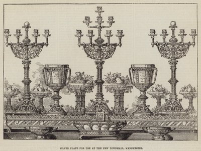 Sølvplade til brug i New Townhall, Manchester (gravering) af English School