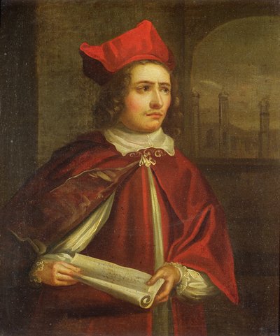 Sir Augustus Harris (1851-96) som kardinal Wolsey af English School
