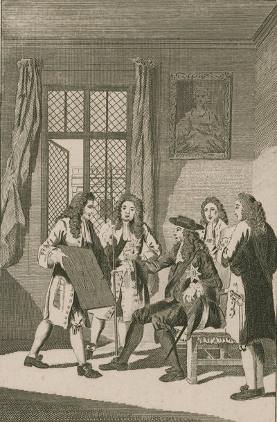 Sir Christopher Wren præsenterer for kong Charles II sin plan for at genopbygge London City af English School