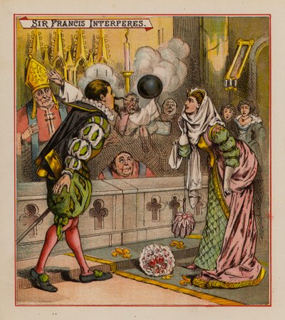 Sir Francis Drake And His Goblins (farve litho) af English School