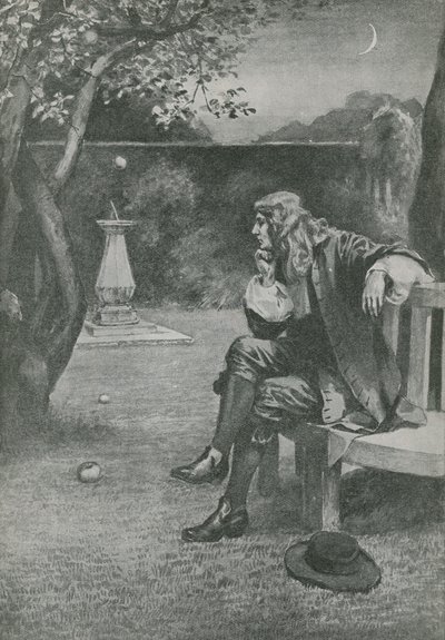Sir Isaac Newton ser et æble falde af English School