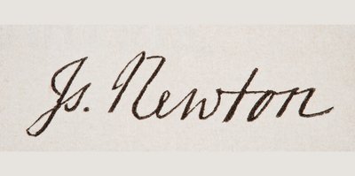 Sir Isaac Newtons signatur, fra 