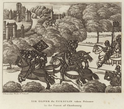 Sir Oliver du Guesclin in den Wäldern von Cherbourg gefangen genommen von English School