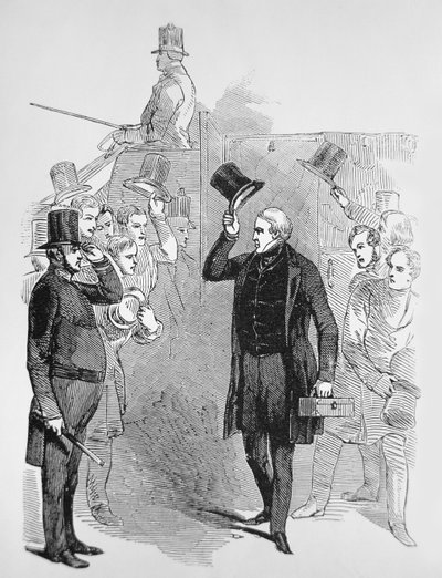 Sir Robert Peel ankommer til Underhuset, hyldet af en 
