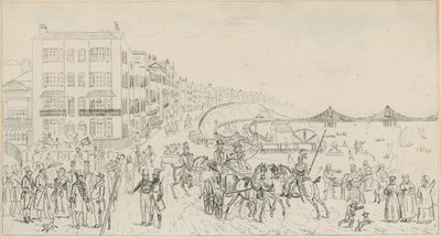 Skitse af strandpromenaden ved Brighton af English School