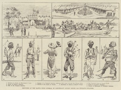 Skitser ved Rawul Pindi Durbar (gravering) af English School