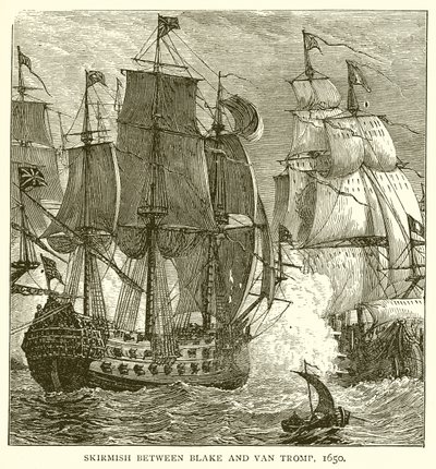 Træfning mellem Blake og Van Tromp, 1650 af English School