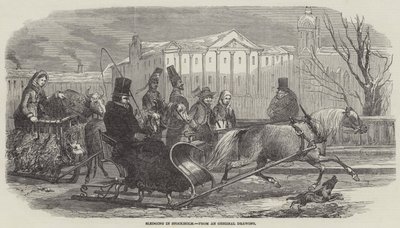 Slædekørsel i Stockholm (gravering) af English School