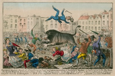 Smithfield Market (farvelagt gravering) af English School