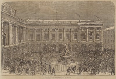 Snebold på Liverpool Exchange (gravering) af English School