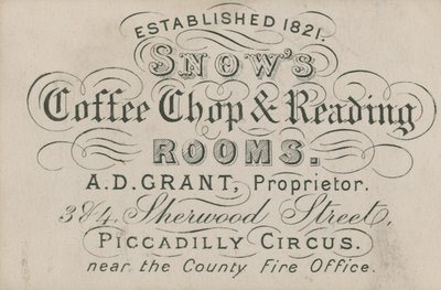 Snows Kaffeehaus und Lesesäle von English School