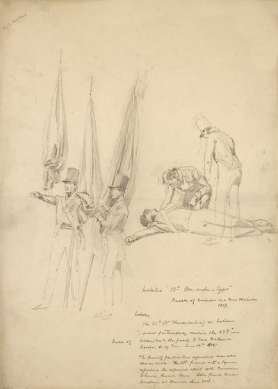 Soldiers of Waterloo (blyant på papir) af English School