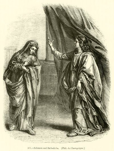Salomon og Bath-Sheba, Philippe de Champaigne (kobberstik) af English School
