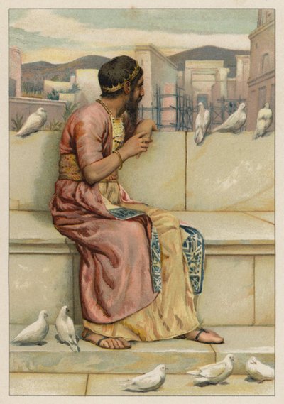 Salomon ser på bygningen af templet (chromolitho) af English School