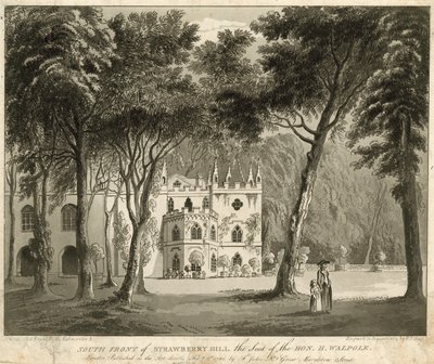 Sydfronten af Strawberry Hill, Twickenham, London, sæde for den ærede Horace Walpole af English School
