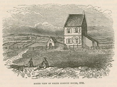 Südansicht des White Conduit House, Islington, London von English School