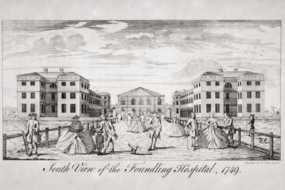 Sydlig udsigt over Foundling Hospital, London, 1749 af English School