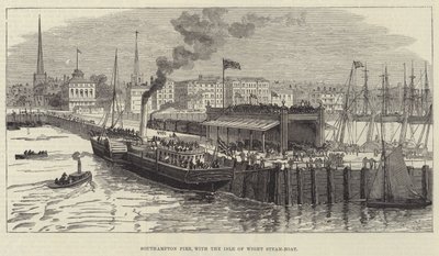 Southampton Pier, med Isle of Wight Steam-Boat (gravering) af English School