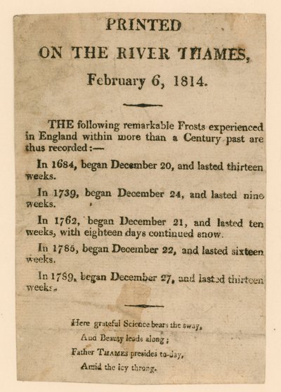 Souvenir fra Frostmessen fra 1814 af English School
