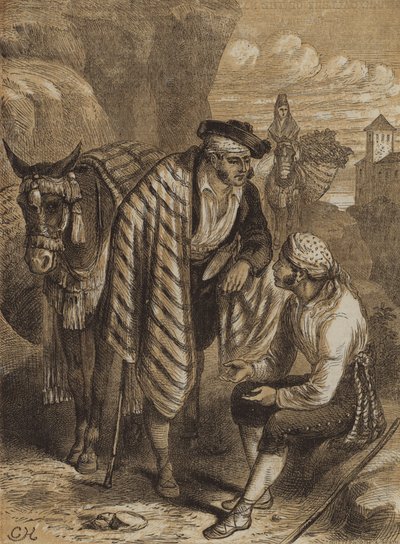 Spanier (farbige Gravur) von English School