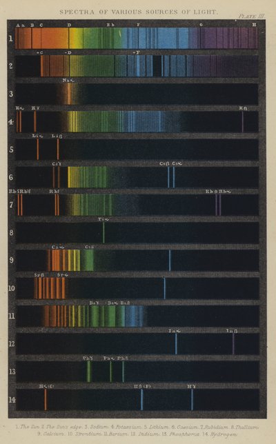 Spektre af forskellige lyskilder af English School