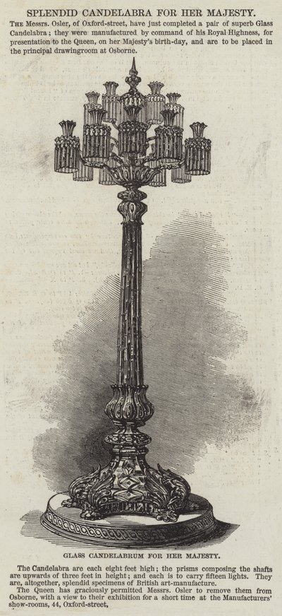 Pragtfuld kandelaber for Hendes Majestæt (gravering) af English School