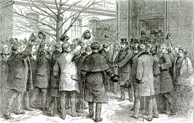 Sr. Robert Koch (1843-1910) forlader det kongelige hospital, hvor den engelske patient bliver behandlet, fra The Graphic, 6. december 1890 af English School