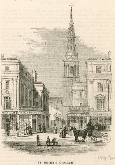 St Brides Church, Fleet Street, London af English School