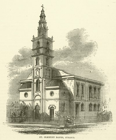St Clement Danes, Strand (kobberstik) af English School