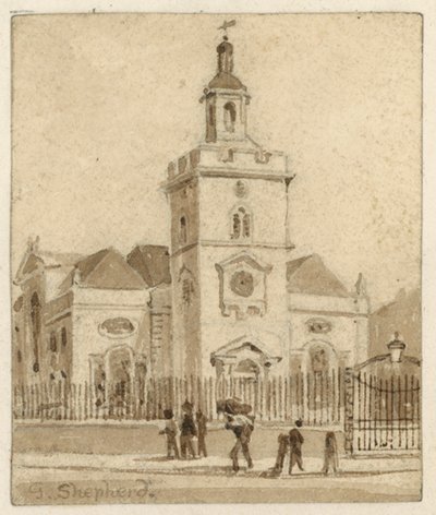 St Mary, Whitechapel, London (wc på papir) af English School