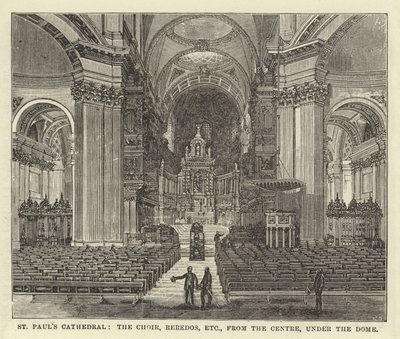 St Pauls Cathedral, koret, Reredos, osv., fra centret, under kuplen af English School
