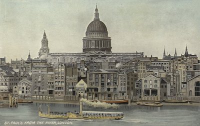 St Pauls fra floden, London af English School