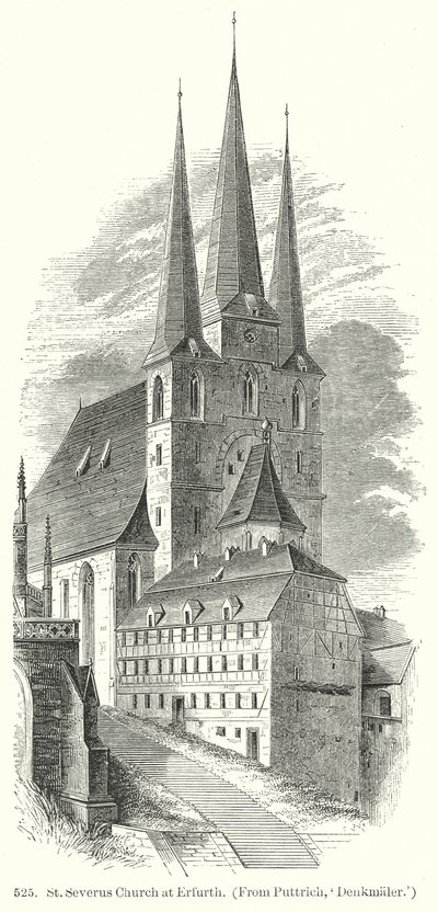 Severus-kirken i Erfurth (kobberstik) af English School
