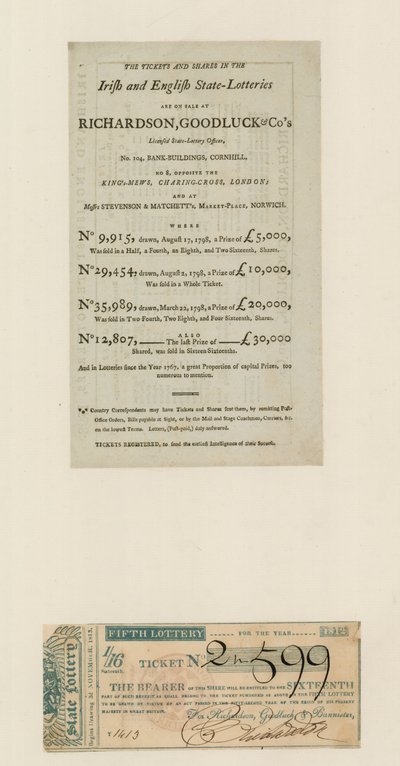 Statslotteri, 1812 af English School