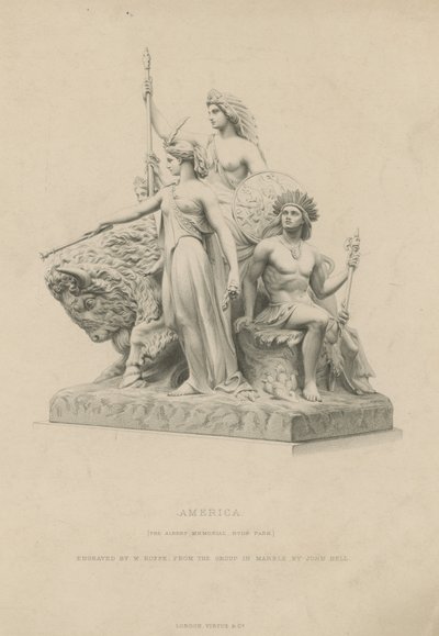 Statue, der forestiller Amerika, som pryder Albert Memorial af English School