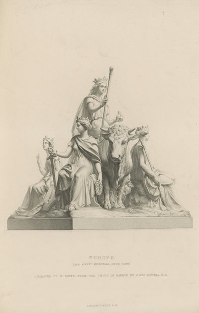 Statue, der forestiller Europa, som pryder Albert Memorial af English School