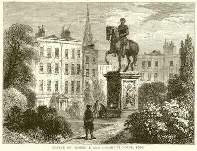 Statue af George I. og Hogarths House af English School