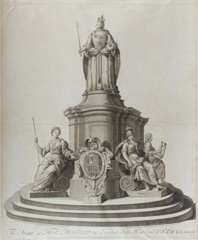 Statue af Dronning Anne (1665-1714), udgivet 1713 af English School