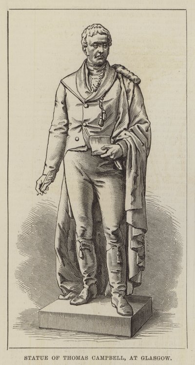 Statue af Thomas Campbell, ved Glasgow (gravering) af English School