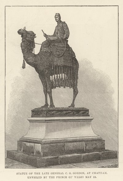 Statue af den afdøde general C G Gordon i Chatham, afsløret af prinsen af Wales af English School