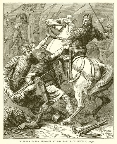 Stephen taget til fange i slaget ved Lincoln, 1139 af English School