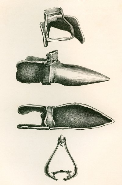 Stigbøjler og Sollerets, fra The British Army: Its Origins, Progress and Equipment, udgivet 1868. af English School