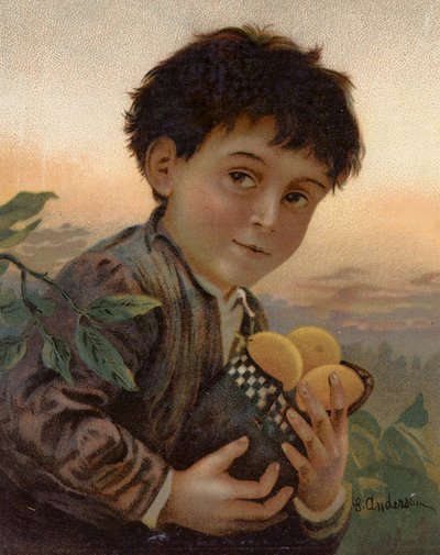 Stjålet frugt (farve litho) af English School