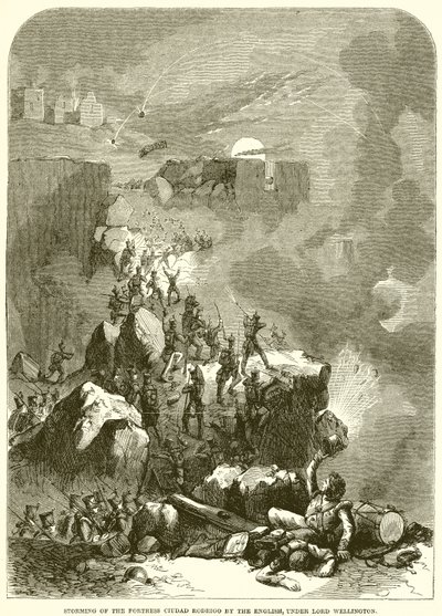 Stormning af fæstningen Ciudad Rodrigo af englænderne under Lord Wellington af English School