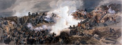 Storming of the Great Redan, Sebastopol, 1855, fra Officers Portfolio of the Striking Reminiscences of the War fra tegninger, fotografier og noter, taget på stedet, lavet til komplette billeder af English School