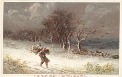 Stürmisches Wetter, Weihnachtskarte von English School