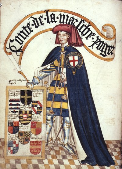 Stowe 594 fol.15v Roger Mortimer (1328-1360) 2. jarl af marts i strømpebåndsklæder, fra 
