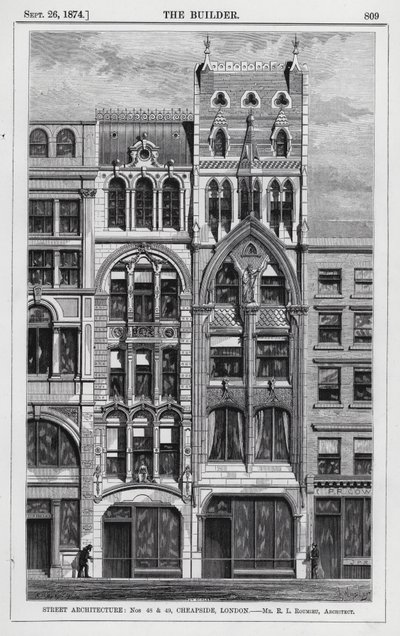Street Architecture, nr. 48 og 49, Cheapside, London (gravering) af English School