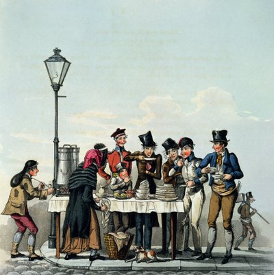 Street Breakfast indgraveret af G.Hunt, 1825 af English School