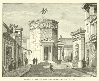 Gade i Athen med Vindenes Tårn (gravering) af English School